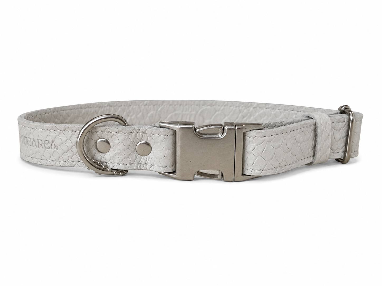 Python Embossed Genuine Leather Dog Collar PAWEAREA®