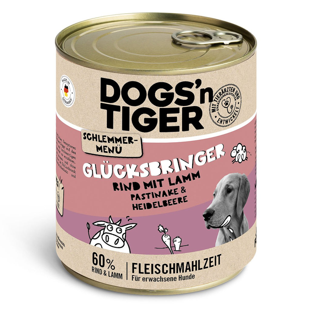 Comida húmeda para perros sin cereales – Carne de res, cordero, chirivía y arándanos