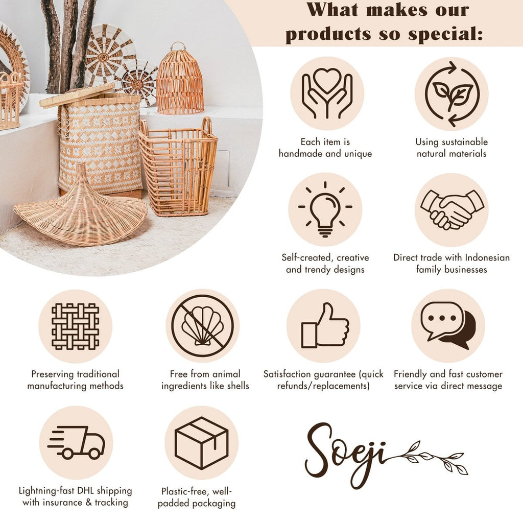 Boho Wäschekorb aus Bananenfaser – runder Aufbewahrungskorb mit Griffen – handgeflochten – Dekokorb & Pflanzkorb – nachhaltig