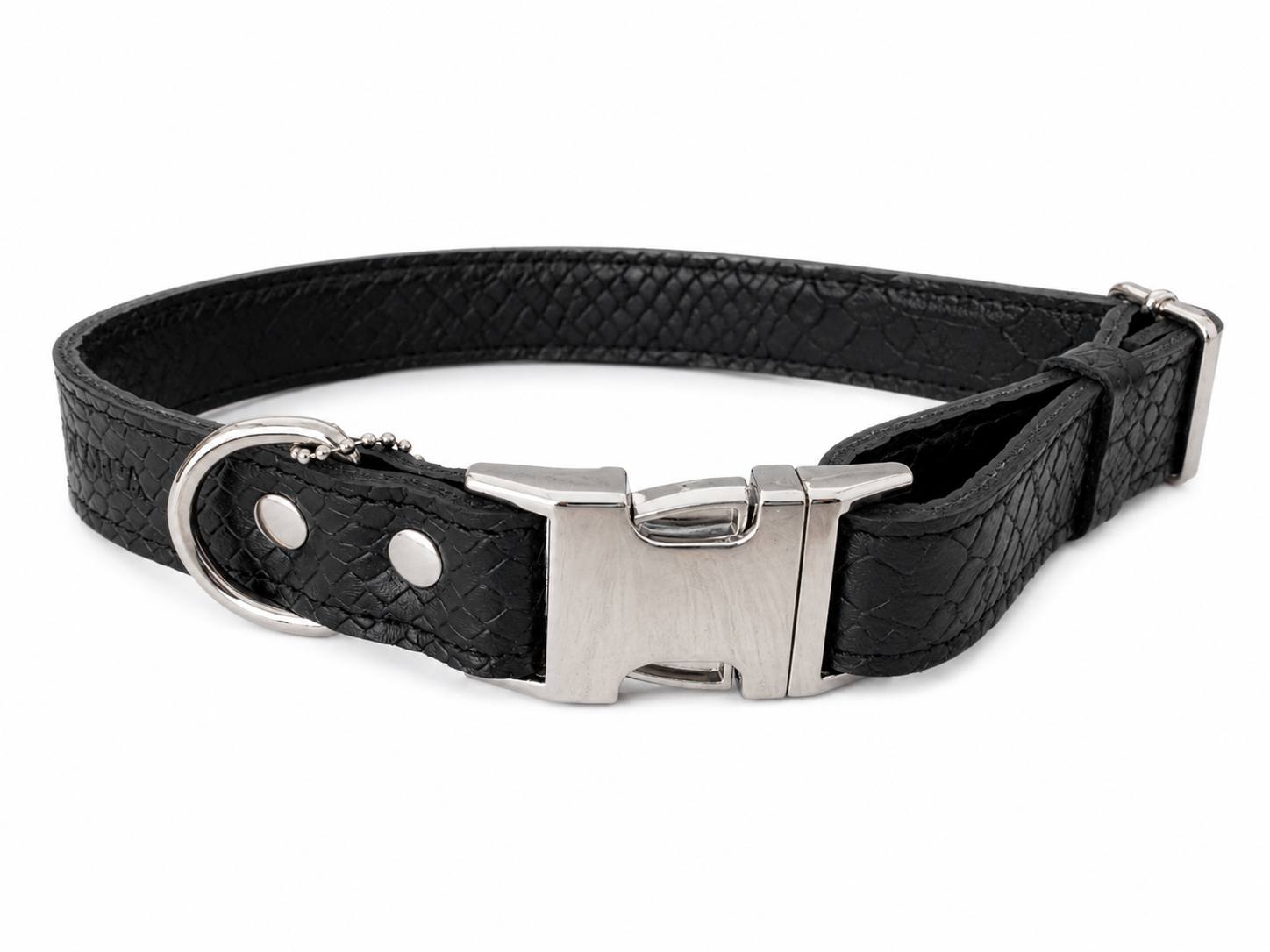 Python Embossed Genuine Leather Dog Collar PAWEAREA®