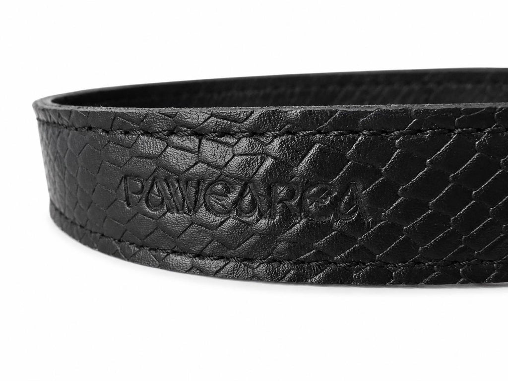 Python Embossed Genuine Leather Dog Collar PAWEAREA®