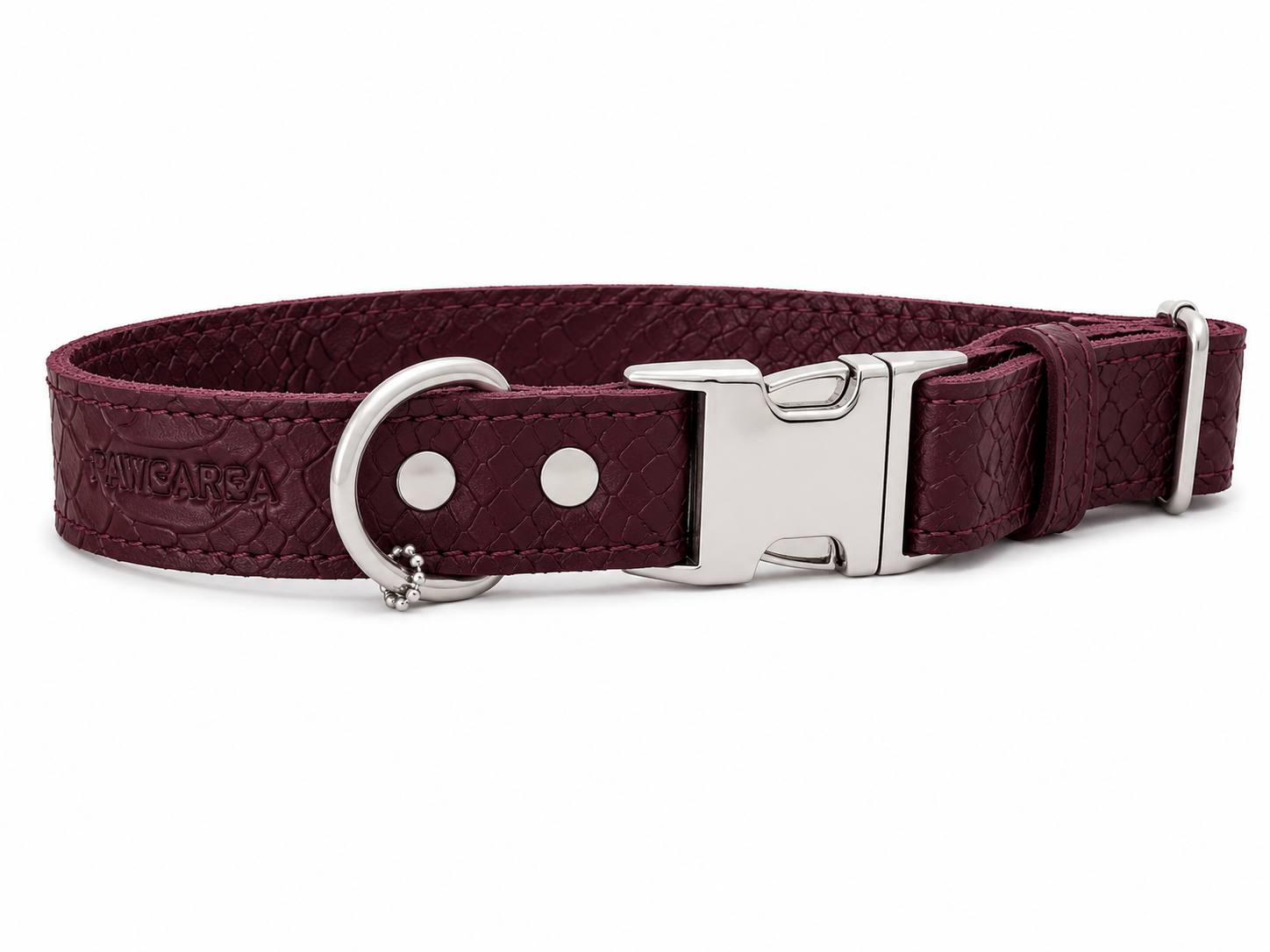 Python Embossed Genuine Leather Dog Collar PAWEAREA®