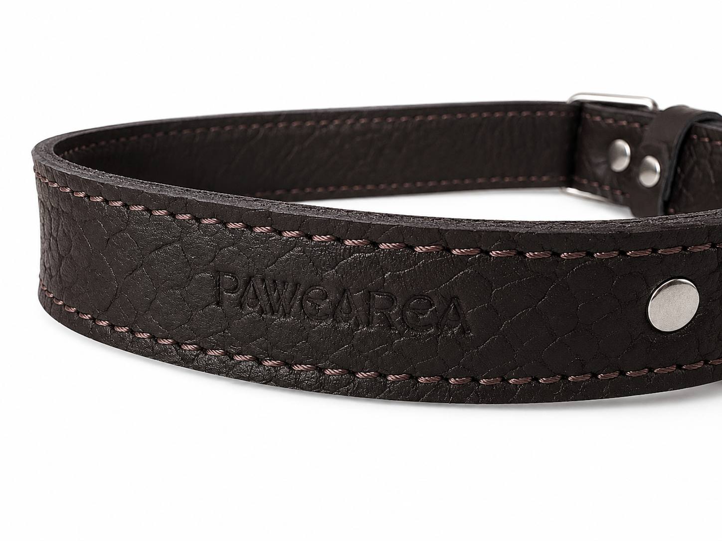 Python Embossed Genuine Leather Dog Collar PAWEAREA®