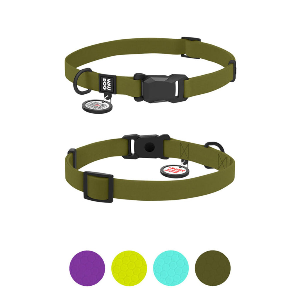 WAUDOG Magnet Dog Collar with QR Passport - Khaki