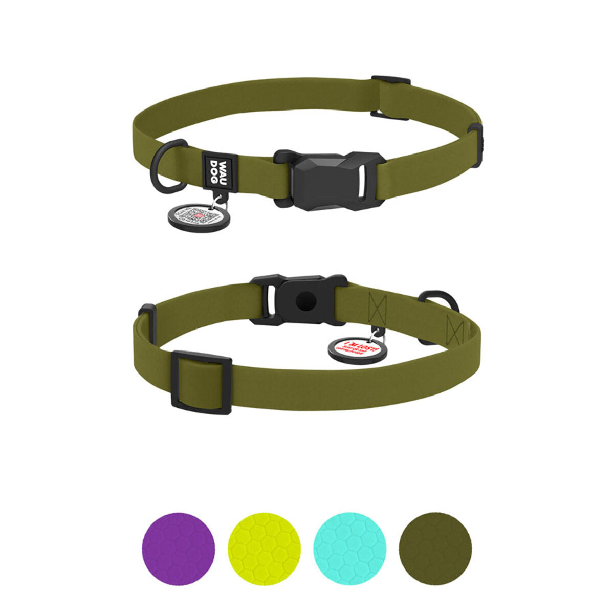 WAUDOG Magnet Dog Collar with QR Passport - Khaki