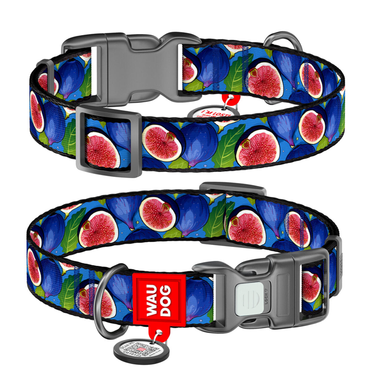 WAUDOG Nylon Dog Collar with QR Passport - Fig