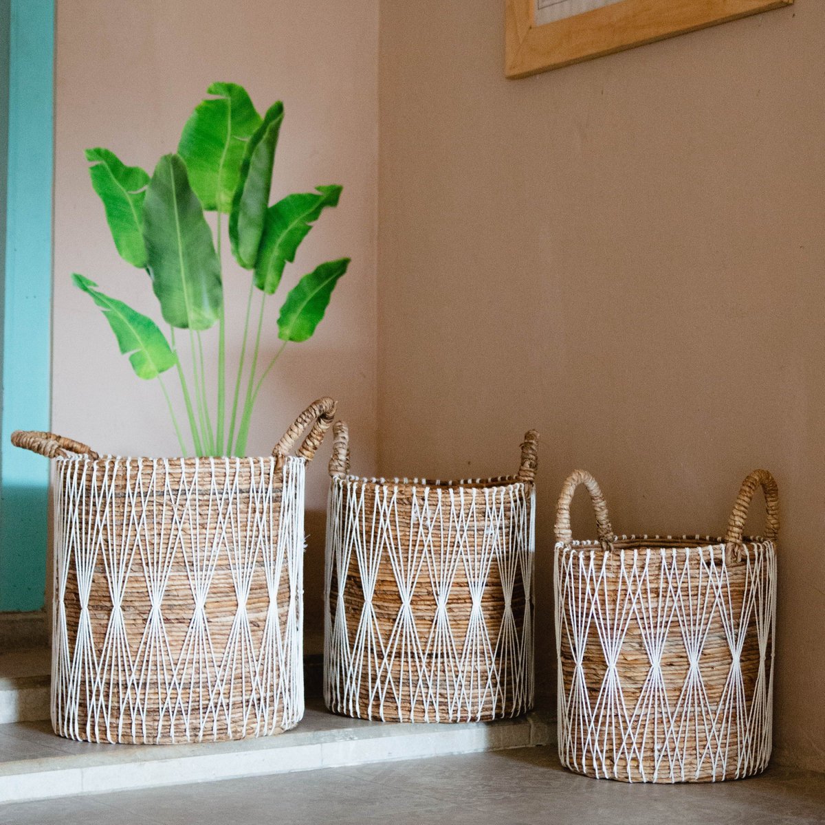 Cesto de Almacenamiento Boho de Fibra de Plátano – Cesto de Lavandería y Plantas (3 Tamaños)