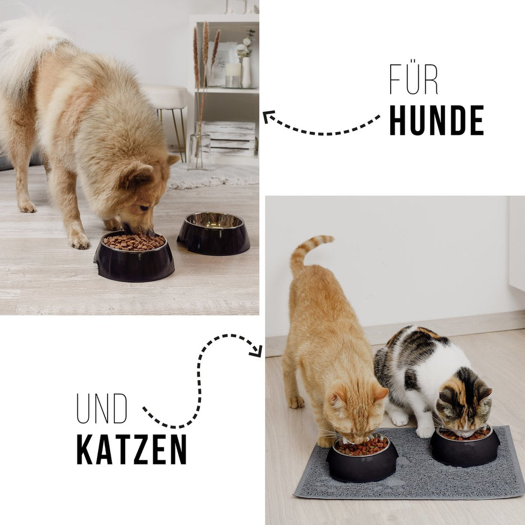 Pet Food Bowls Set – for Dogs & Cats (2 Pieces, Black, Sizes S/M/L)