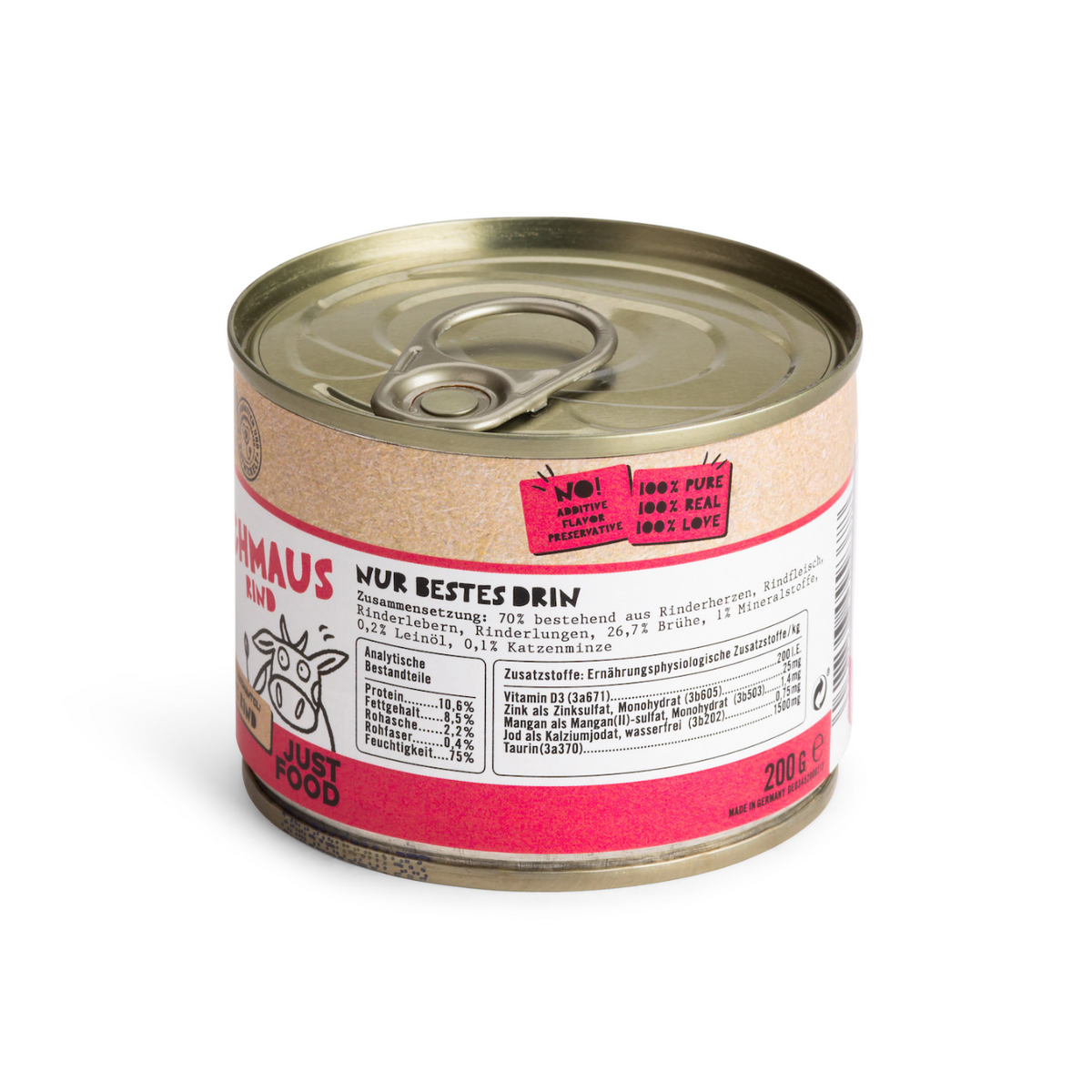 Dogs’n Tiger Adult Premium Katzenfutter Schmaus, Nassfutter, Getreidefrei, Rind