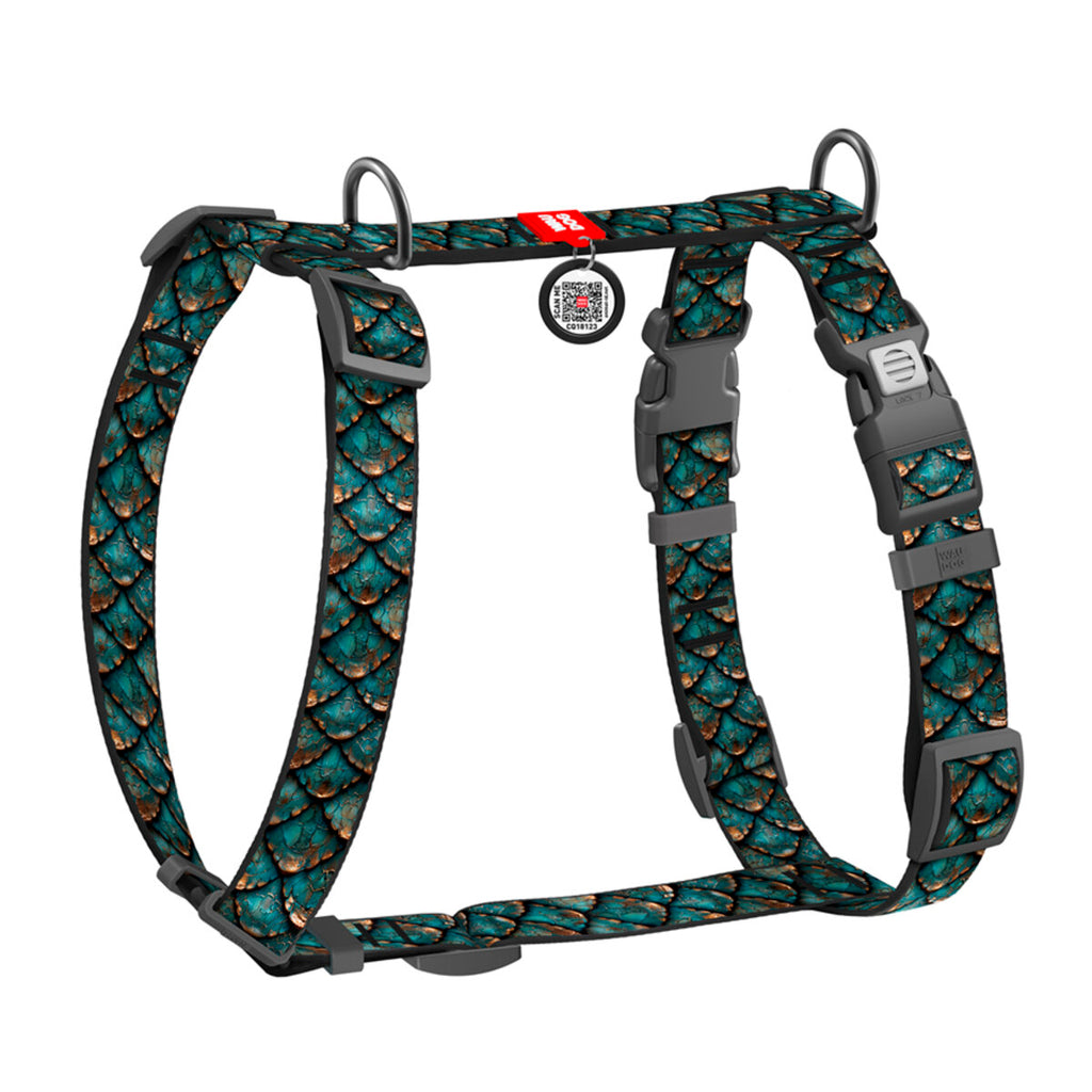 WAUDOG Nylon Dog H-Harness with QR Passport - Scales