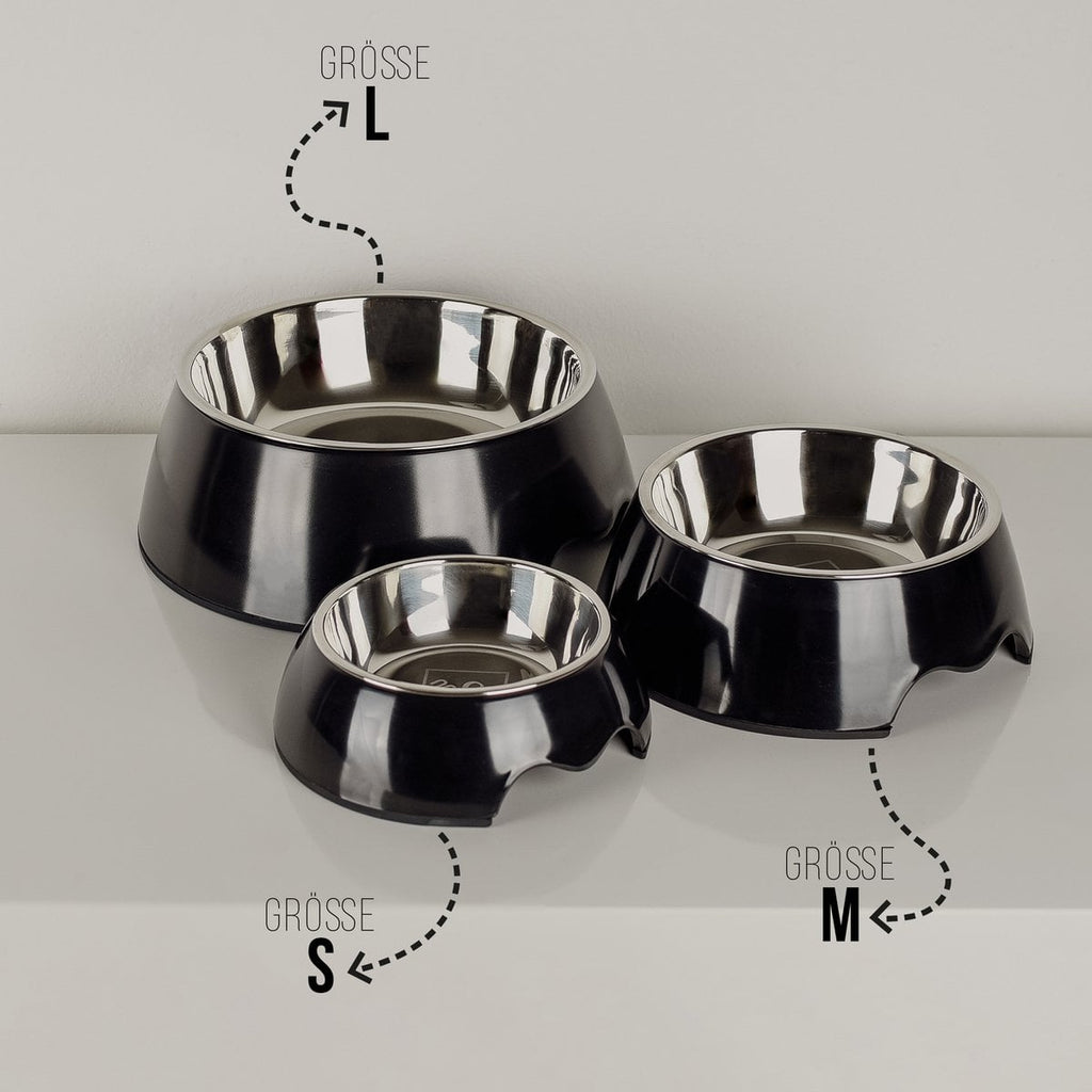 Pet Food Bowls Set – for Dogs & Cats (2 Pieces, Black, Sizes S/M/L)