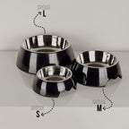 Pet Food Bowls Set – for Dogs & Cats (2 Pieces, Black, Sizes S/M/L)