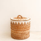 Cesto Grande para Ropa Sucia de Fibra de Plátano con Tapa – Cesta Decorativa Tejida a Mano con Macramé de Algodón (2 Tamaños)