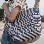 Blaue Rattan-Einkaufstasche – Strandtasche