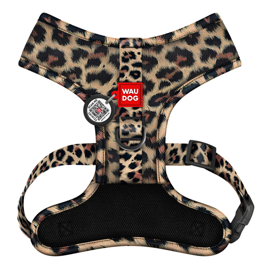 WAUDOG Mesh Breathable Dog Harness with QR Pet Tag - Leopard