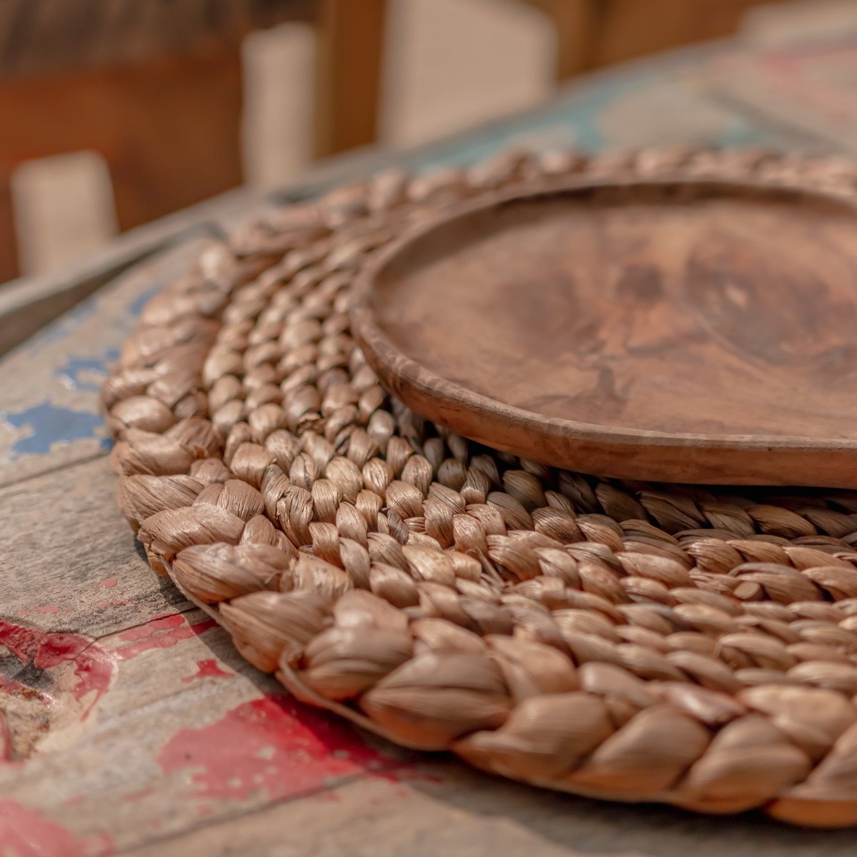 Manteles individuales boho de jacinto de agua (2, 4 o 6 piezas, 38 cm)
