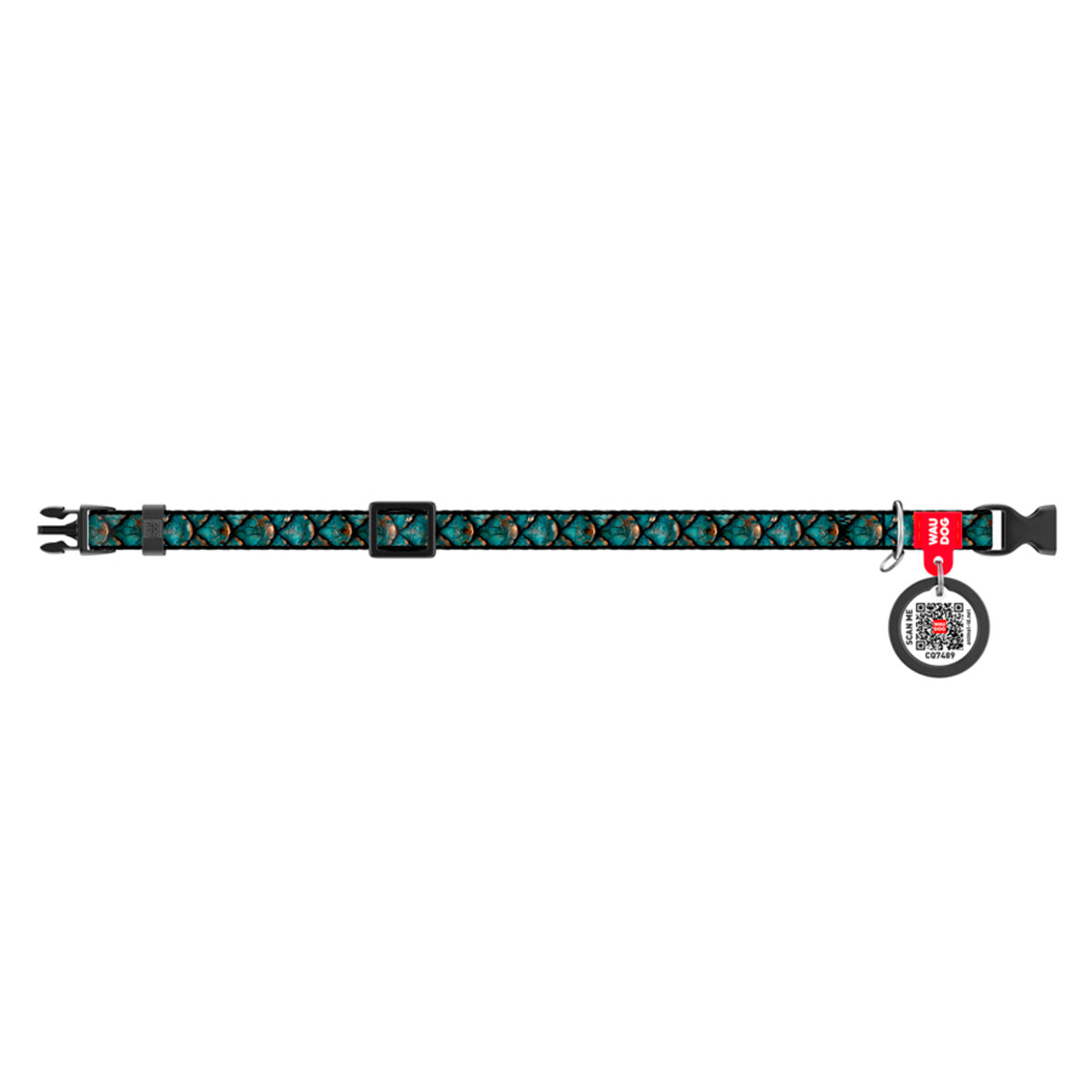 WAUDOG Nylon Dog Collar with QR Passport - Scales