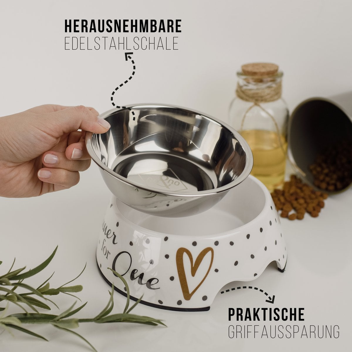 Futternapf 2er Set für große Hunde- Dinner for one Design