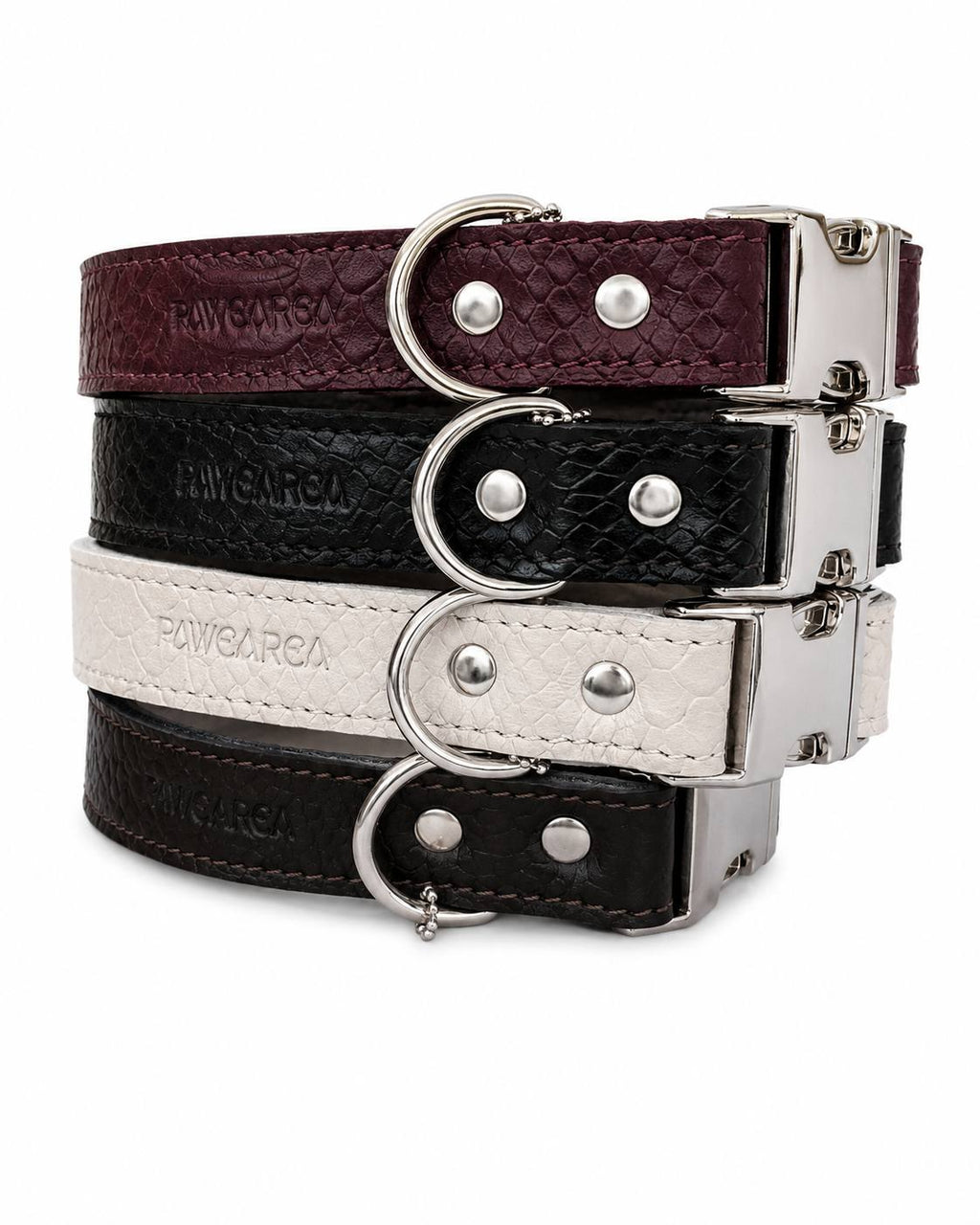 Python Embossed Genuine Leather Dog Collar PAWEAREA®
