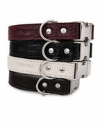 Python Embossed Genuine Leather Dog Collar PAWEAREA®