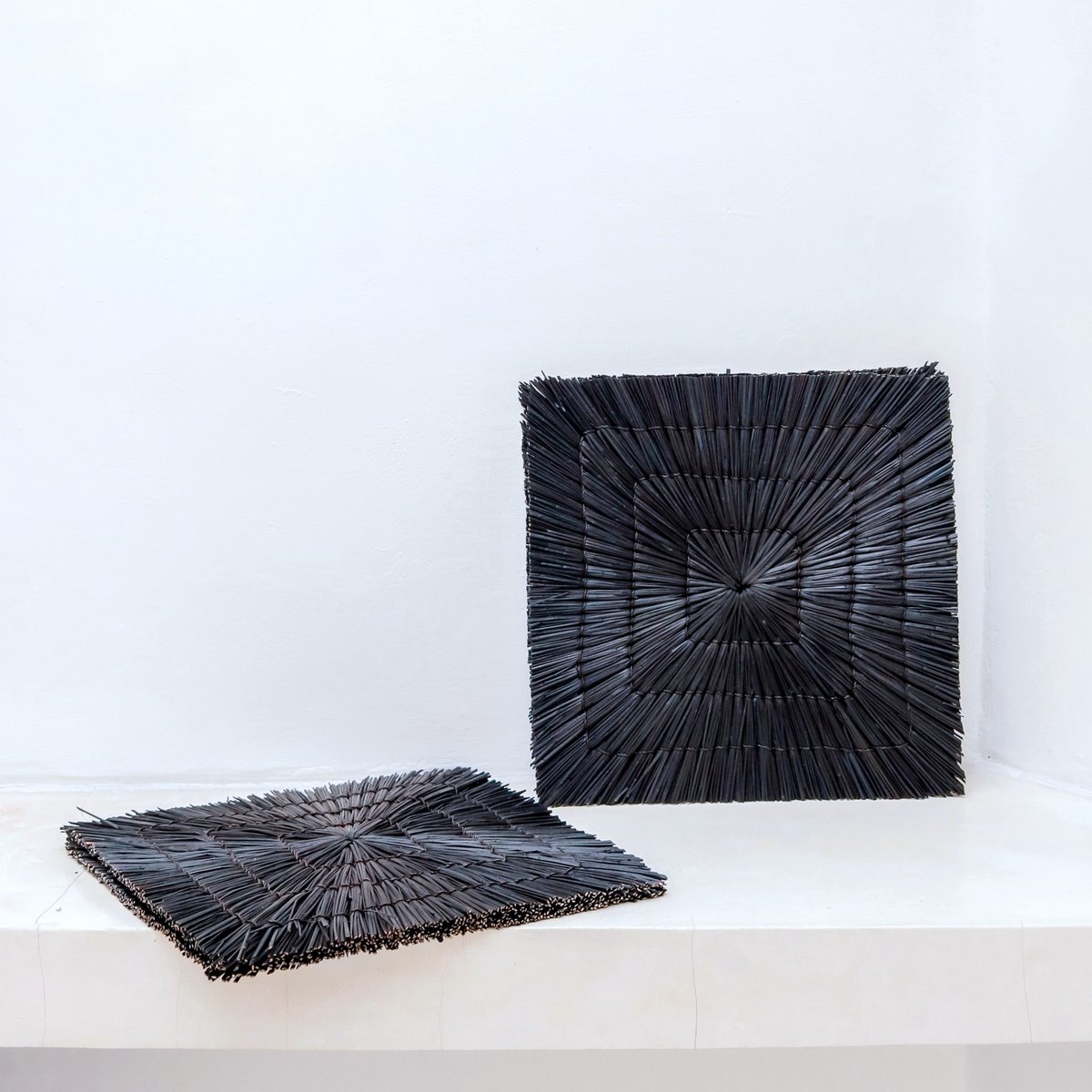 Manteles individuales de zacate marino negro – Manteles rectangulares (2, 4 o 6 piezas, 36 cm)