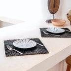 Tischsets aus schwarzem Seegras – rechteckige Platzsets (2, 4 oder 6 Stück, 36 cm)