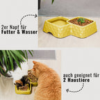 Bamboo Double Bowl for Cats & Small Dogs