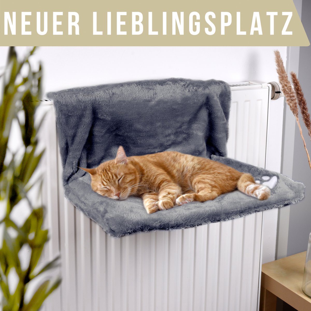 Acogedora Cama para Gatos de Radiador con 5 Palitos de Matatabi