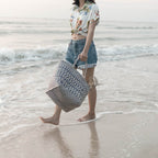 Blaue Rattan-Einkaufstasche – Strandtasche