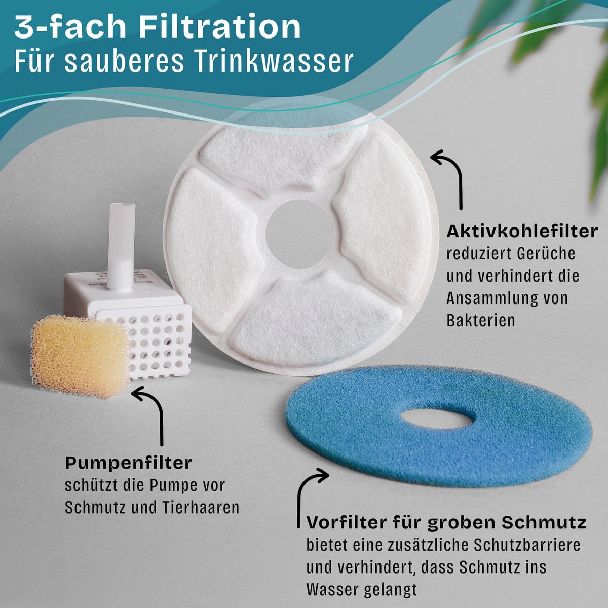 Ceramic drinking fountain for cats i bamboo base i induction