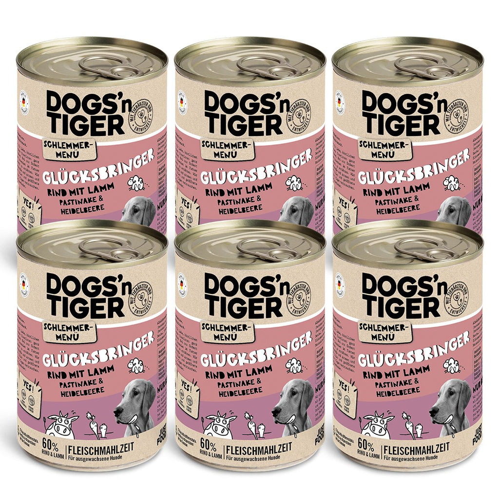 Comida húmeda para perros sin cereales – Carne de res, cordero, chirivía y arándanos