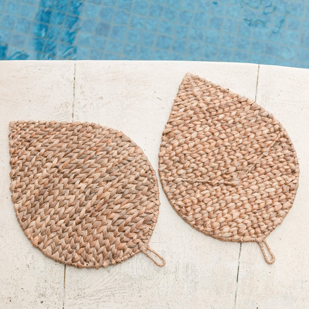 Juego de manteles individuales boho con forma de hoja de jacinto de agua (2, 4 o 6 piezas, 48 cm)