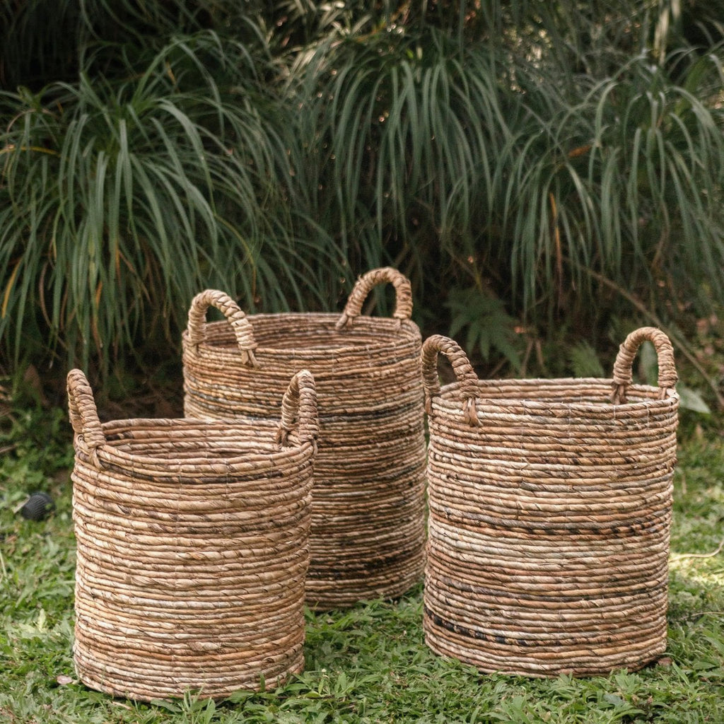 Cesto de almacenamiento de fibra de plátano – Cesto para la ropa sucia y para plantas (3 tamaños)