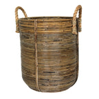 Runder Rattan-Wäschekorb OTERE – handgefertigter Boho Korb, Pflanzkorb, Aufbewahrungskorb aus Natur-Rattan