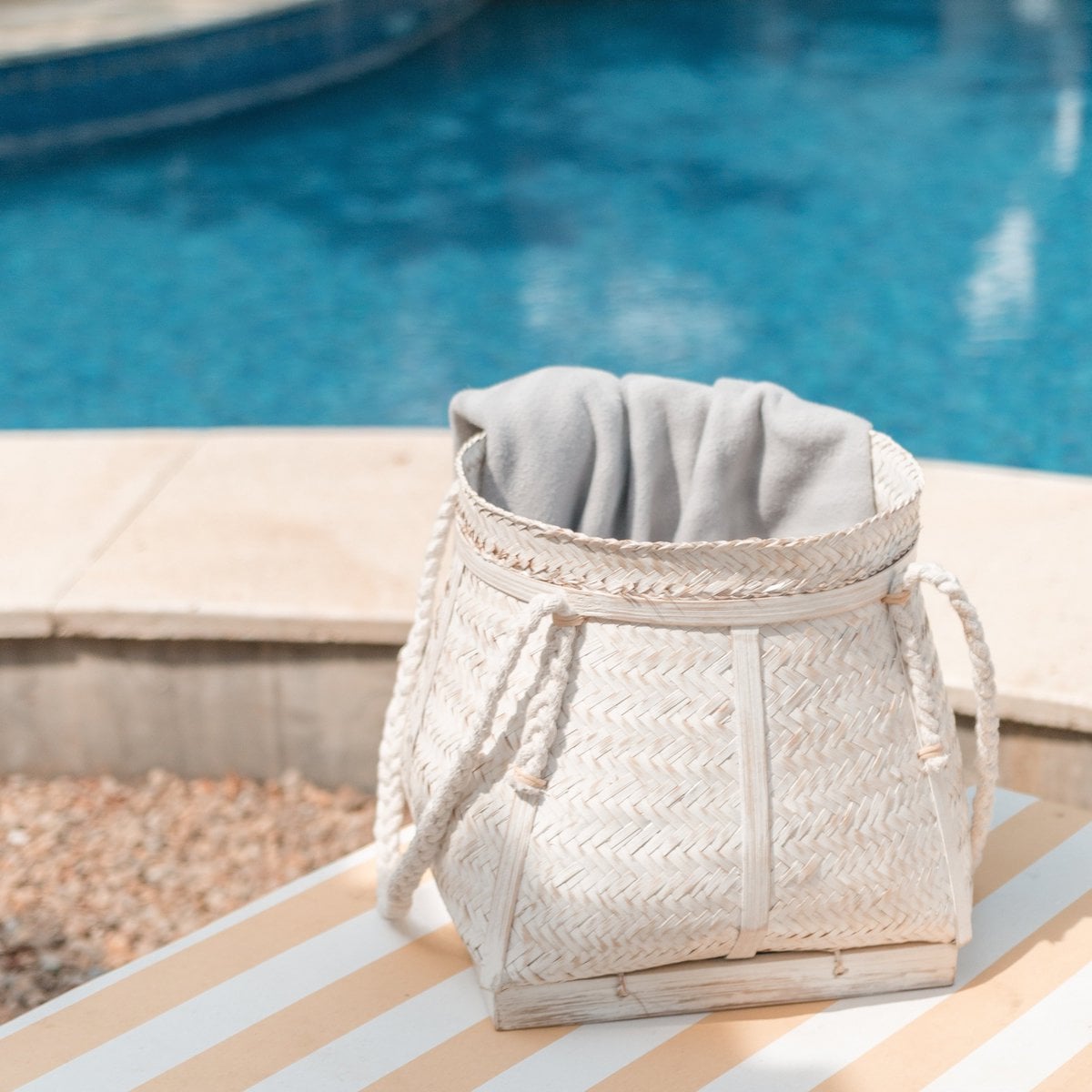 Korb BIKU – Boho Aufbewahrungskorb aus Bambus . Pflanzenkorb . Wäschekorb