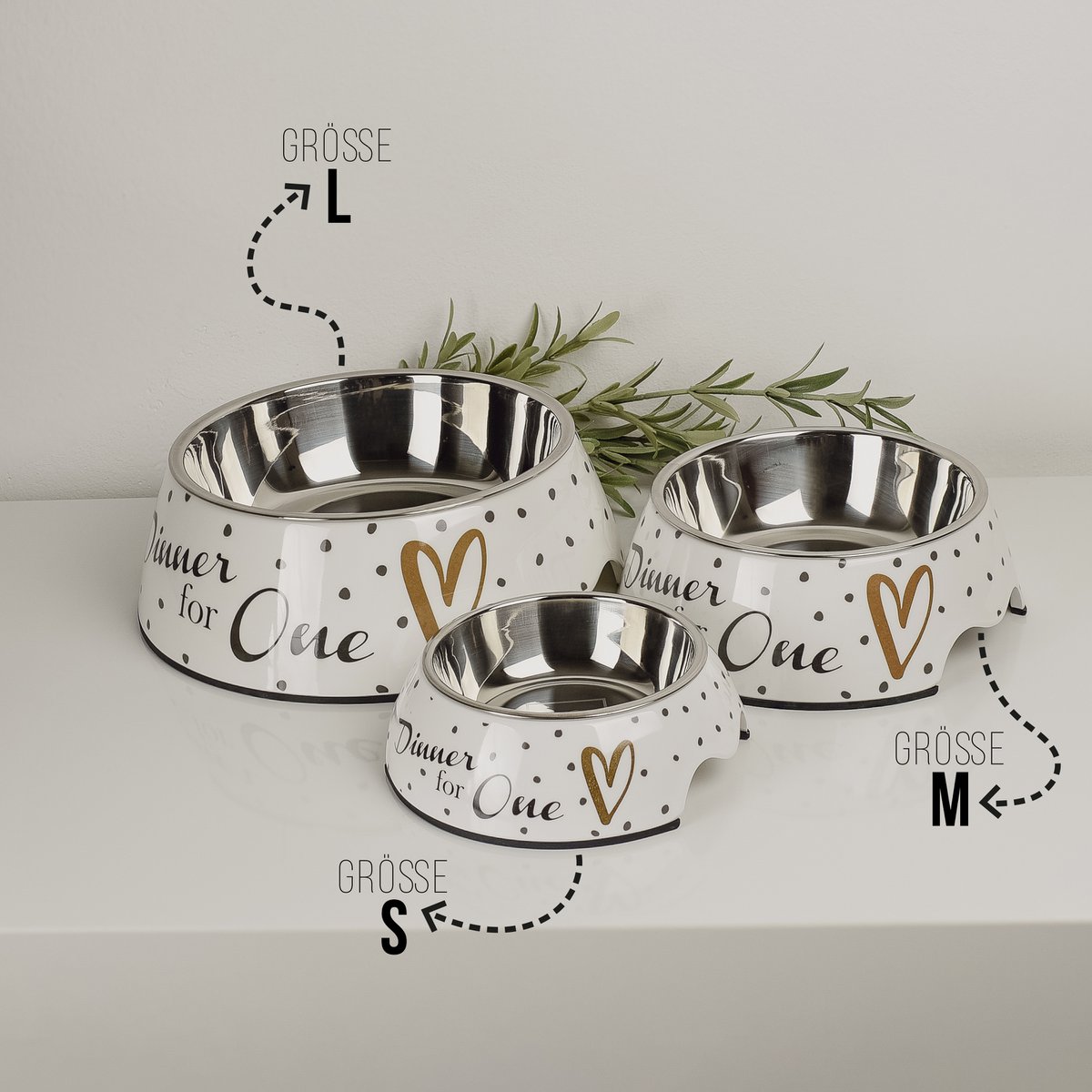 Futternapf 2er Set für große Hunde- Dinner for one Design