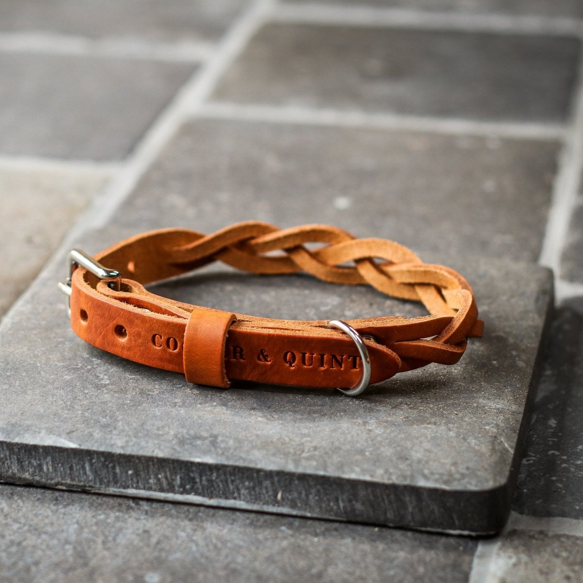 Gedrehtes Hundehalsband – Kamelfarbe