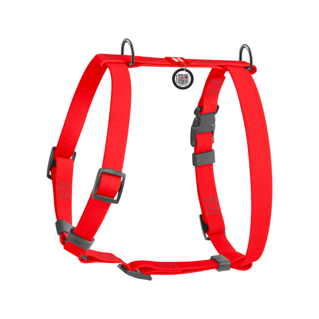 WAUDOG Waterproof Dog H-Harness with QR Passport - Red