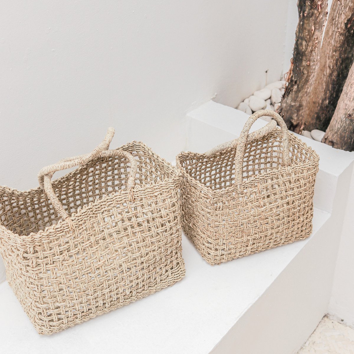 Bolso de mano de yute trenzado – Bolso de compras y playa (2 tamaños)