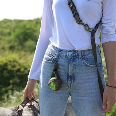 Verstellbares gedrehtes Hundehalsband aus Leder – Stone