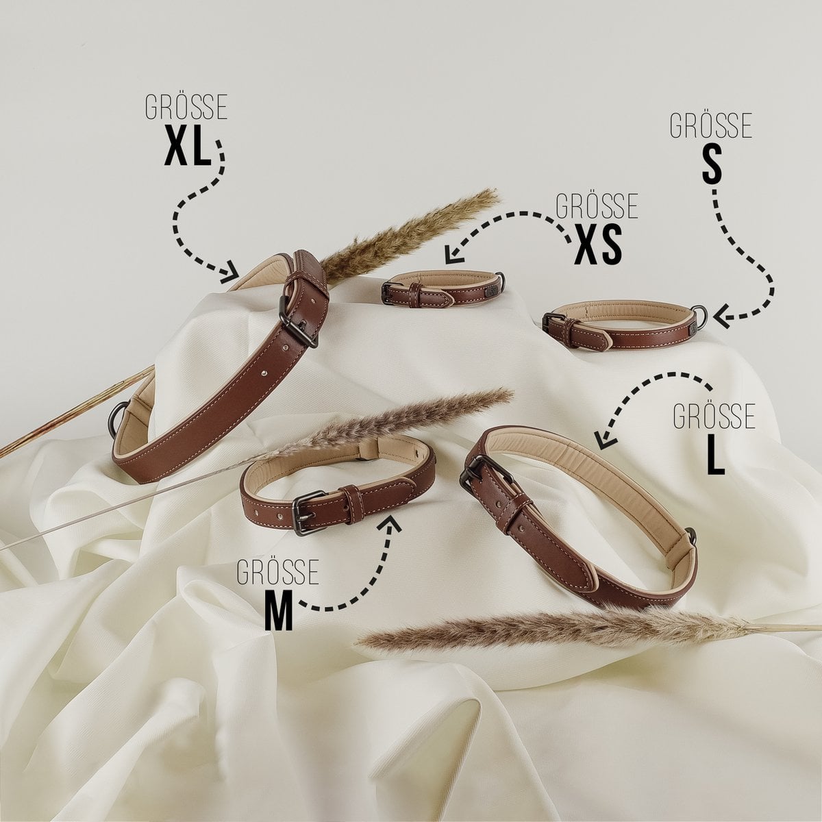 Hundehalsband- und Leinen-Set – Veganes Leder Braun & Beige
