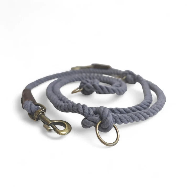 Dog Leash – Adjustable Twisted Cotton Storm Grey