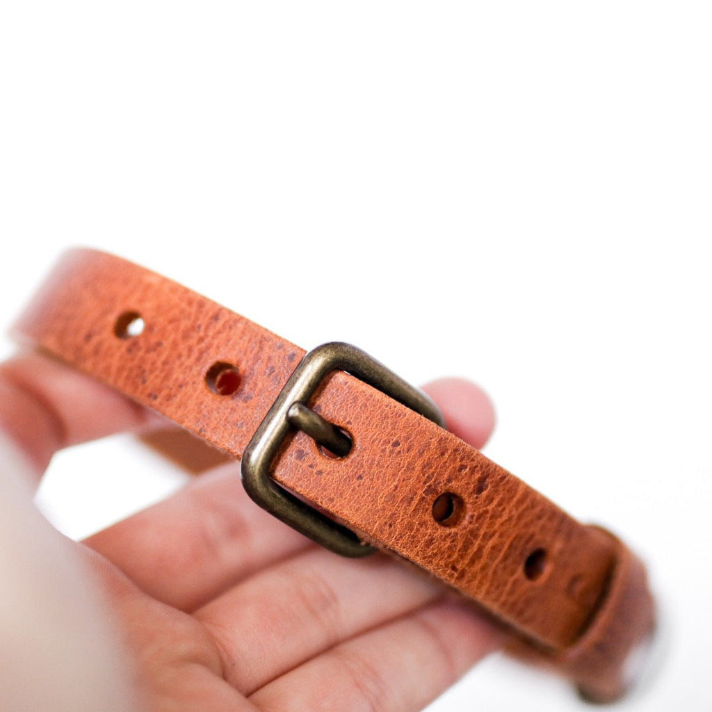 Hundehalsband aus Leder – Farbe Kamel