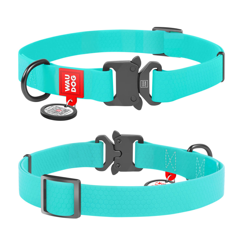 WAUDOG Waterproof Dog Collar with QR Passport - Menthol