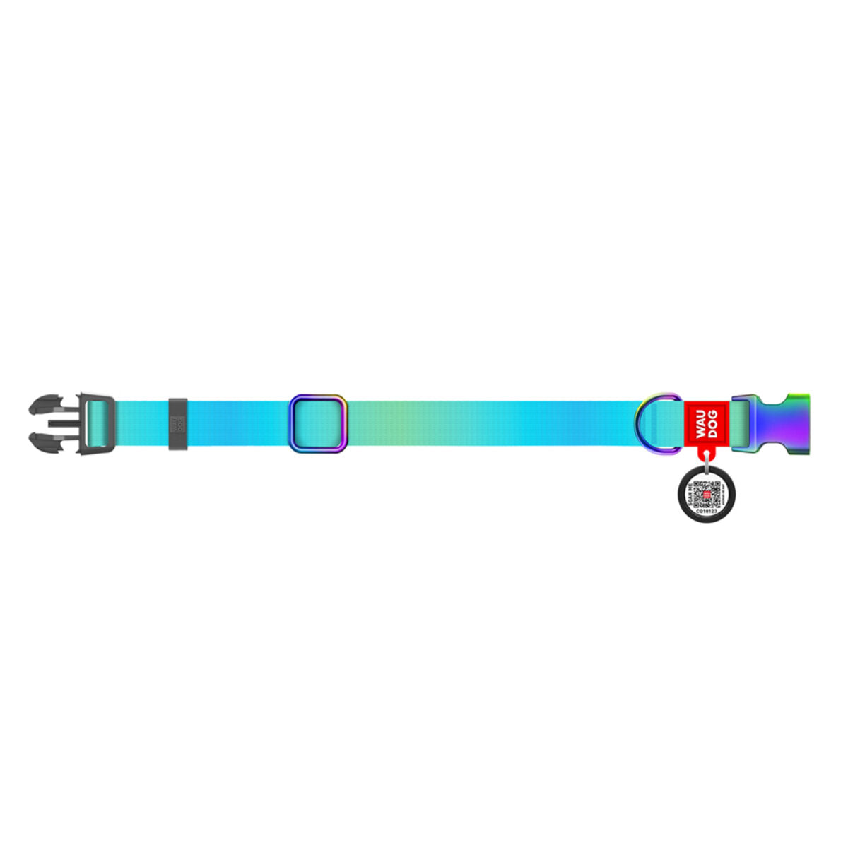 WAUDOG Nylon Dog Collar with QR Passport - Gradient - Blue