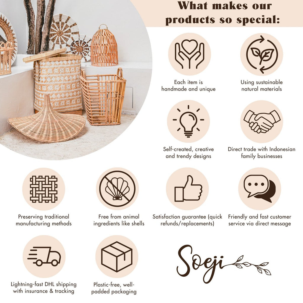 Boho Kissen aus Raffia 40x40 cm – Handgewebtes Dekokissen in Natur Beige für Sofa und Bett