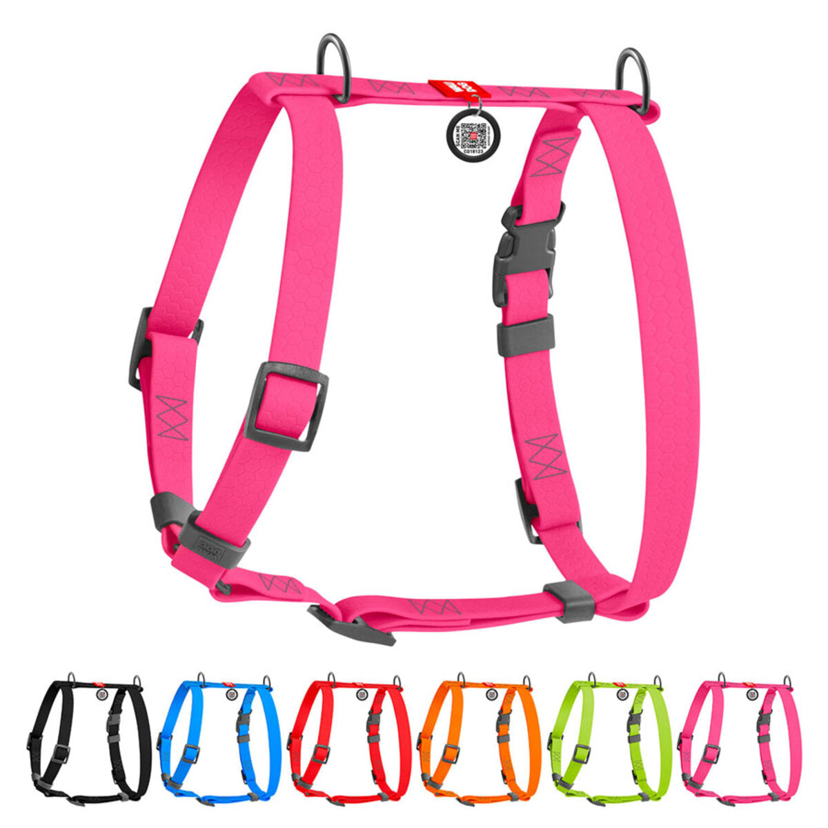 WAUDOG Waterproof Dog H-Harness with QR Passport - Pink