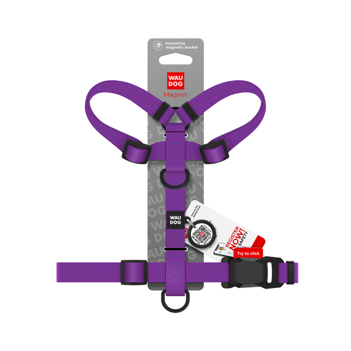 WAUDOG Magnet Dog H-Harness with QR Passport - Purple