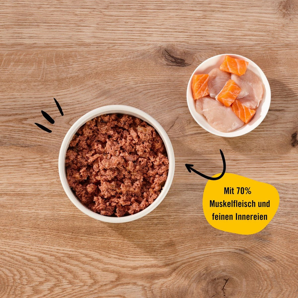 Dogs’n Tiger Adult Premium Katzenfutter, Wohltat, Nassfutter, Getreidefrei, Huhn & Lachs