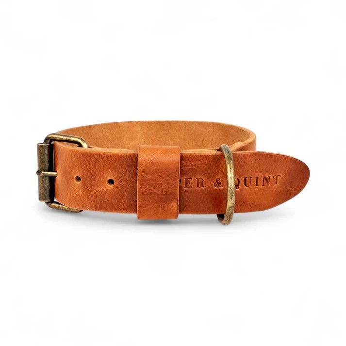 Wide Leather Dog Collar – Camel